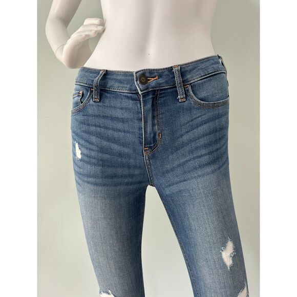 Hollister Women's Mid-Rise Ripped Light Wash Super Skinny Jeans size 0S, 24 - Picture 11 of 11